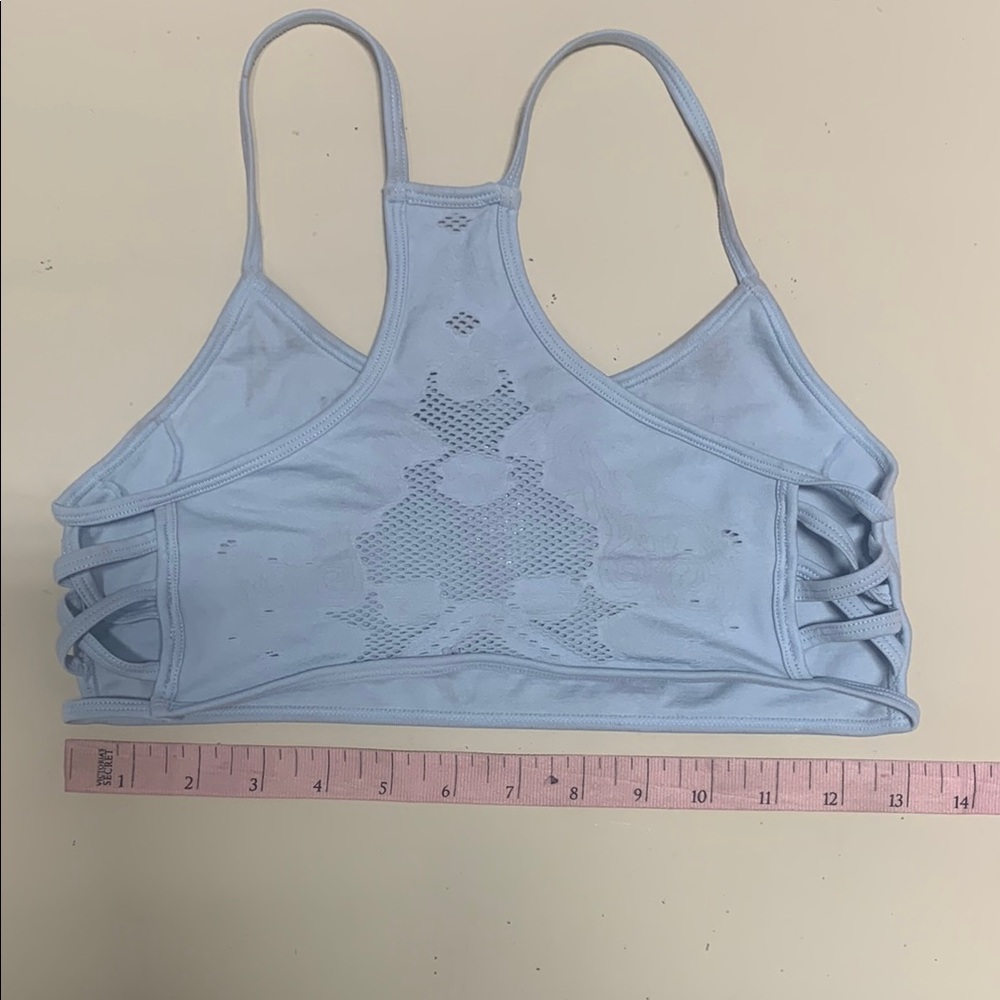 Pale Blue Racerback Sports Bra with Elastic Support